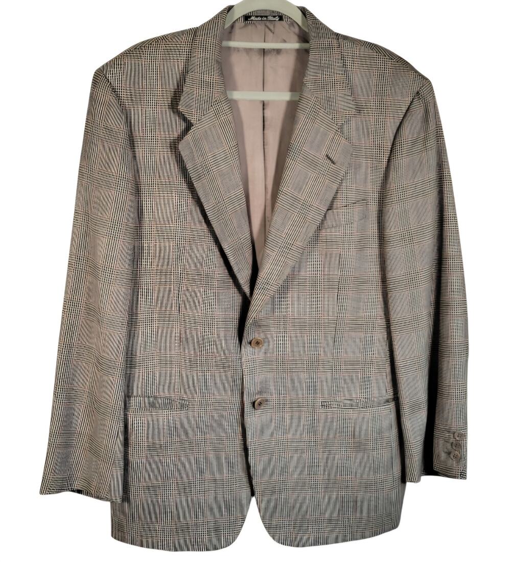 Vintage Valentino Uomo Wool Glen Plaid Sport Coat Blazer 40R Made in Italy